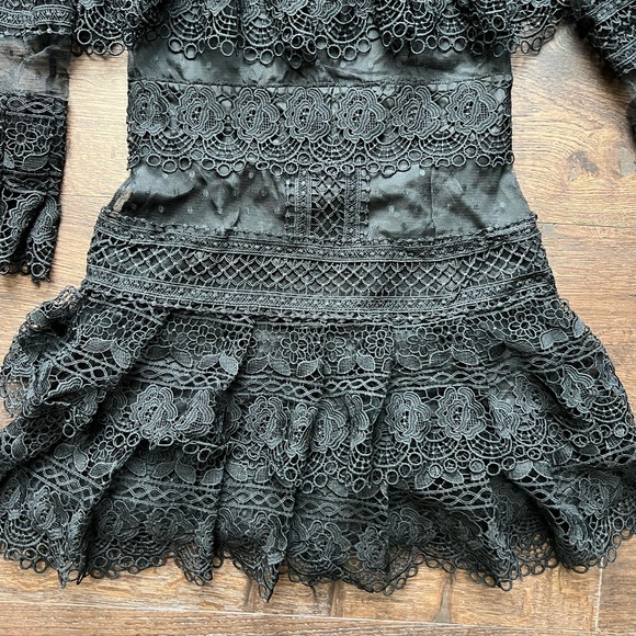 Chic Black Sheer Lace Long Sleeve Dress 🖤 - Picture 2 of 10